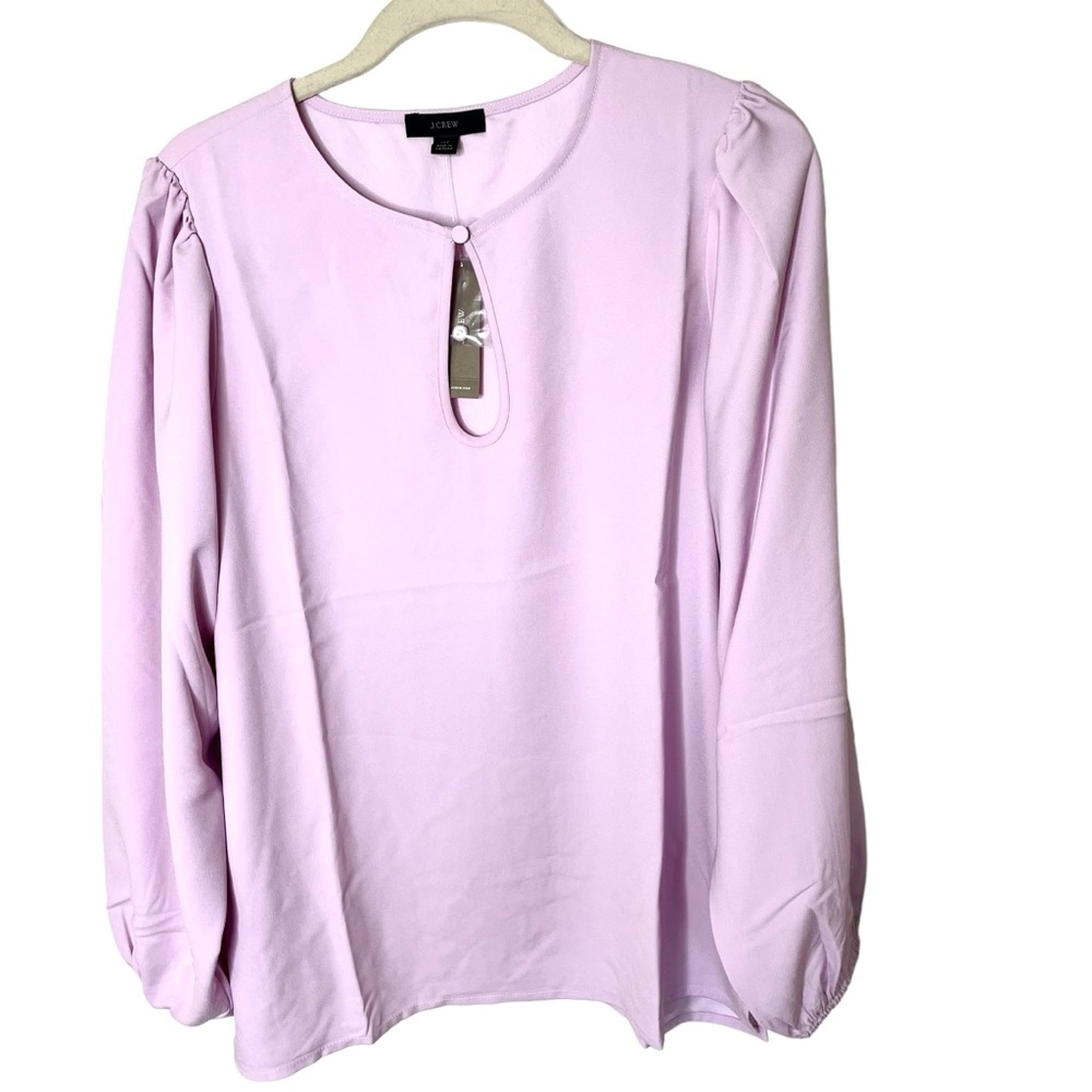 NEW WITH TAGS J. Crew Pale Pink Crepey Long Sleeve‎ Career Blouse Medium Tall